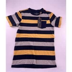 Tailor Vintage Polo Shirt Kids Boys Size 12 Blue Yellow Short Sleeve Rugby New